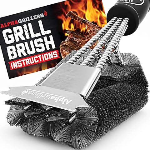 Grill Brush and Scraper - Grill Cleaner Brush Grill Accessories for Outdoor Grill - Safe BBQ Brush for Grill Cleaning - Heavy Duty 17" Grill Brushes Cover