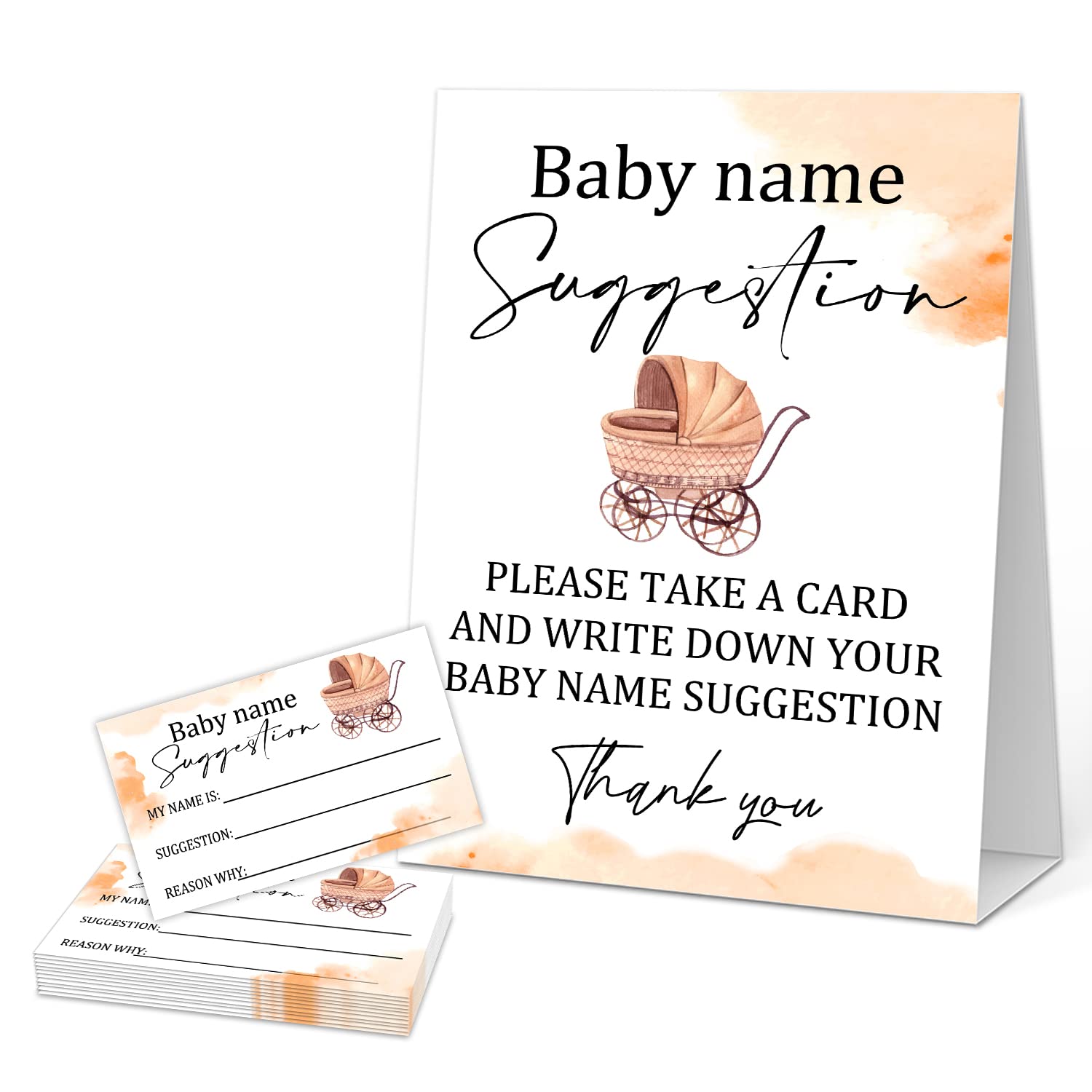 Baby Shower Game，Baby Name Suggestion Standing Sign and 50 Name Suggestion Tickets，Party Favor And Supplies-mingzi-b002