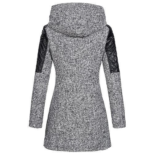 Women Wool Pea Coat Long Sleeve Hooded Long Winter Warm Thick Leather Jackets Zip Up Trench Outerwears Pockets2