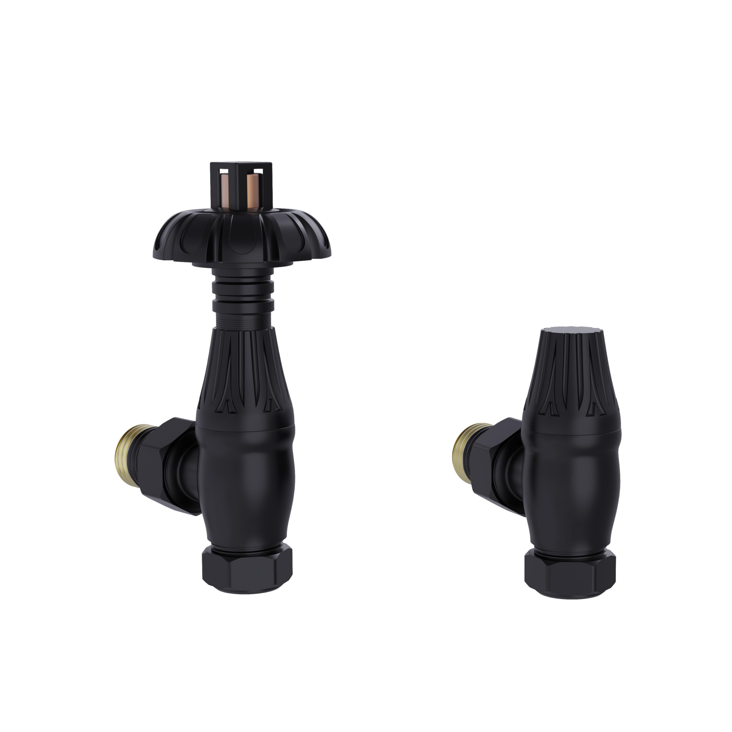 Blümme Black Traditional Antique Angled Valve Central Heating Radiator Thermostatic Lockshield Valves 15Mm