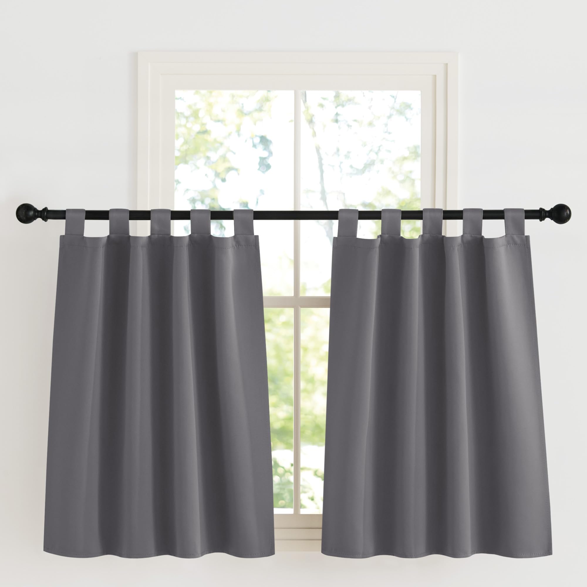 KGORGE Schlaufenvorhang Blickdicht Kurz Schlaufenschal 2er Set Vorhänge Scheibengardinen Modern Vorhang Schlafzimmer Verdunklungsvorhänge Thermo Gardinen Küche
