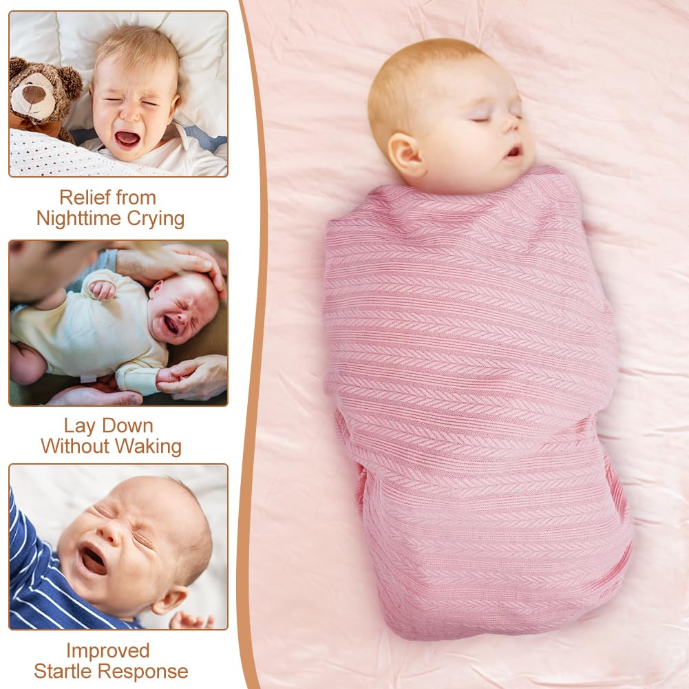 Vicloon Newborn Swaddle Blanket with Headband Set, Newborn Swaddle Blanket Wooden Card Set - Image 4