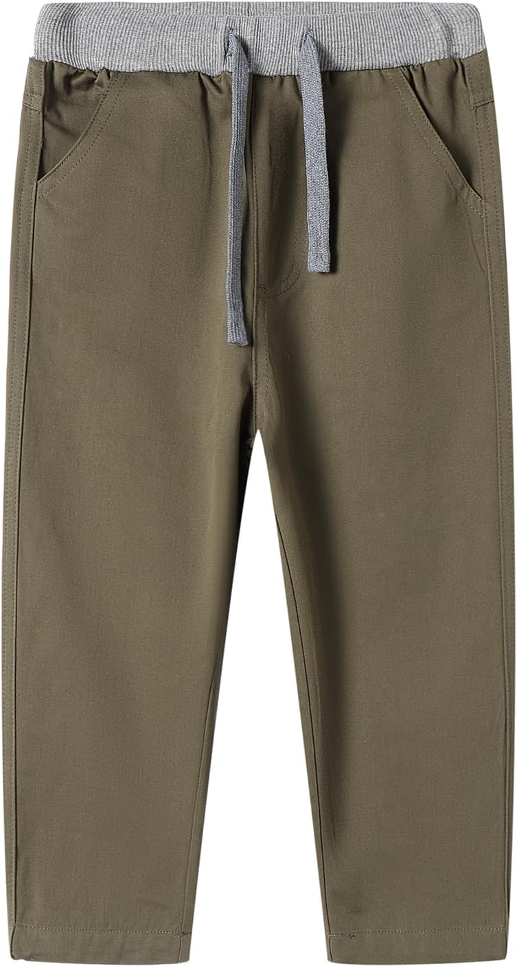 Mud Kingdom Toddler Boys Cotton Pull On Pants Adjustable Elastic Waist 3-9 Years