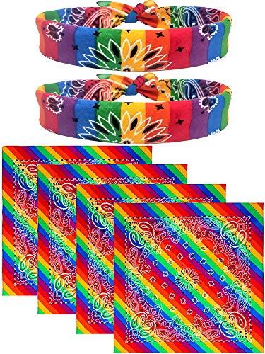 Aflyu 6 Pieces Rainbow Pride Bandana Gay Pride LGBTQ Bandana Headband Scarf (color 1)
