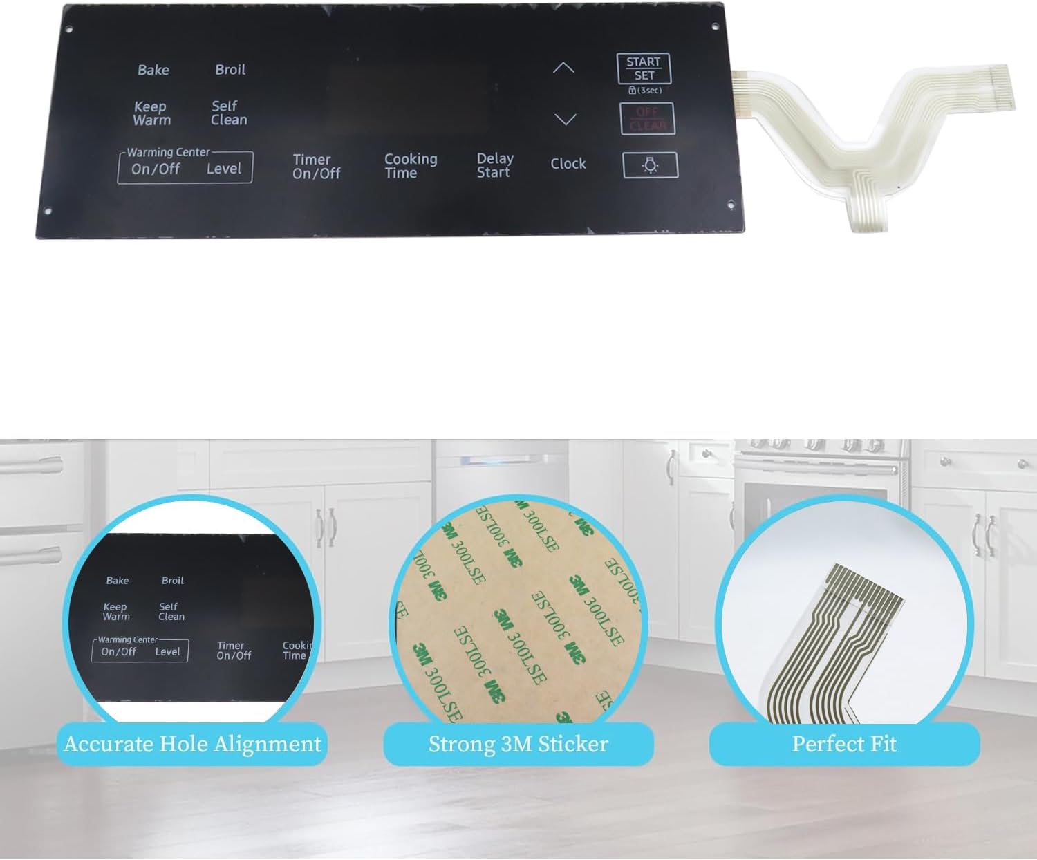 DG34-00041A Compatible with SAMSUNG Range Oven Touch Panel Assy Switch Membrane for part 4958152,AP6237523,PS12086108,EAP12086108 models listed NE59M4310SS NE59T4311SS NE59T4311SG