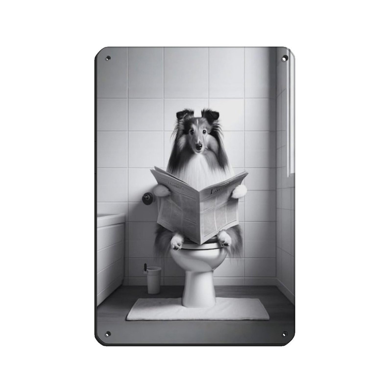 Shetland Sheepdog,Bathroom Art Poster Retro Poster Metal Tin Sign Chic Art Retro Iron Painting Bar People Cave Cafe Family Garage Poster Wall Decoration 8x12inch(20x30cm)