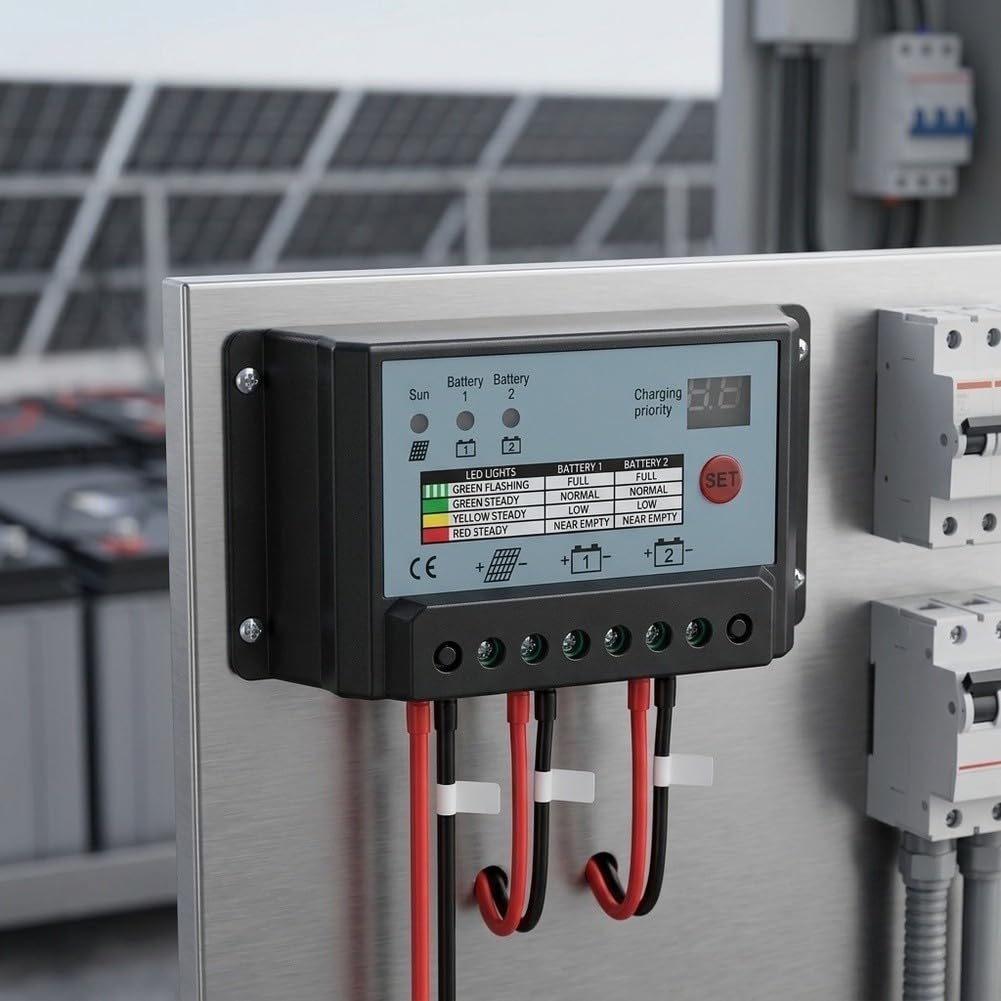 Régulateur de charge solaire double 12/24 V 30 A pour protection PWM (20 A)