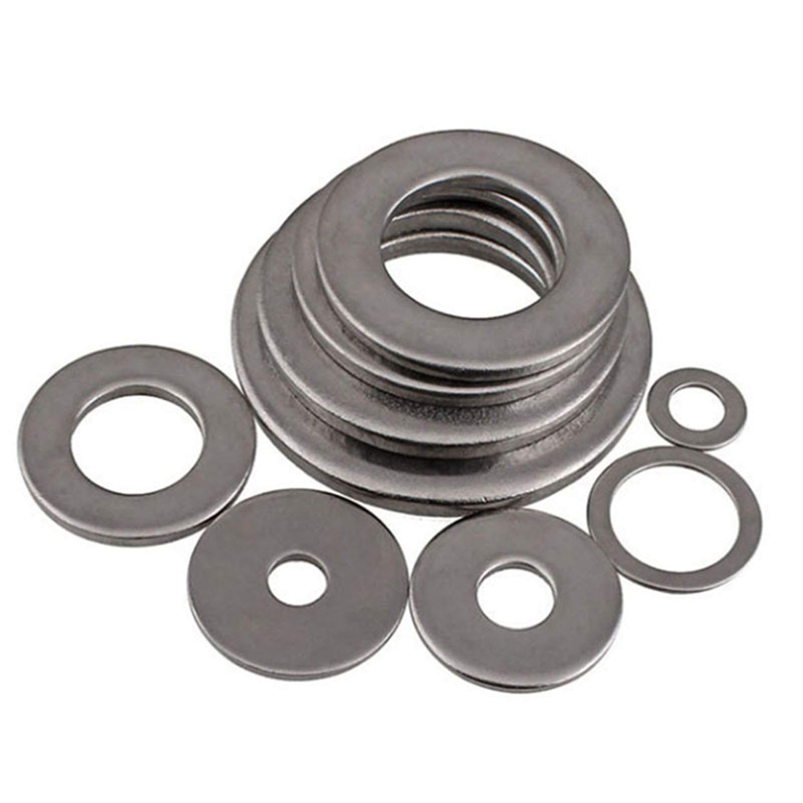 Zkenshan-Flache Unterlegscheiben 304 Flache Gleitscheiben aus Edelstahl, M1,6 m2 m2.5 m3 m4 m5 m6 m8 m10, Gute Verschleißfestigkeit (Inner Diameter : M10, Number of Pcs : 200)