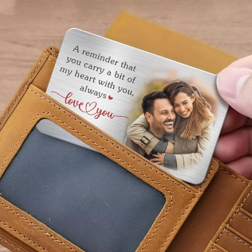 DOPTIKA Carry A Bit Of My Heart With You Personalized Wallet Card, Aluminum Wallets Gifts For Men Women, Custom Wallet Photo Insert, Valentines Day Gifts For Husband Wife, Couple Gifts For Him Her4