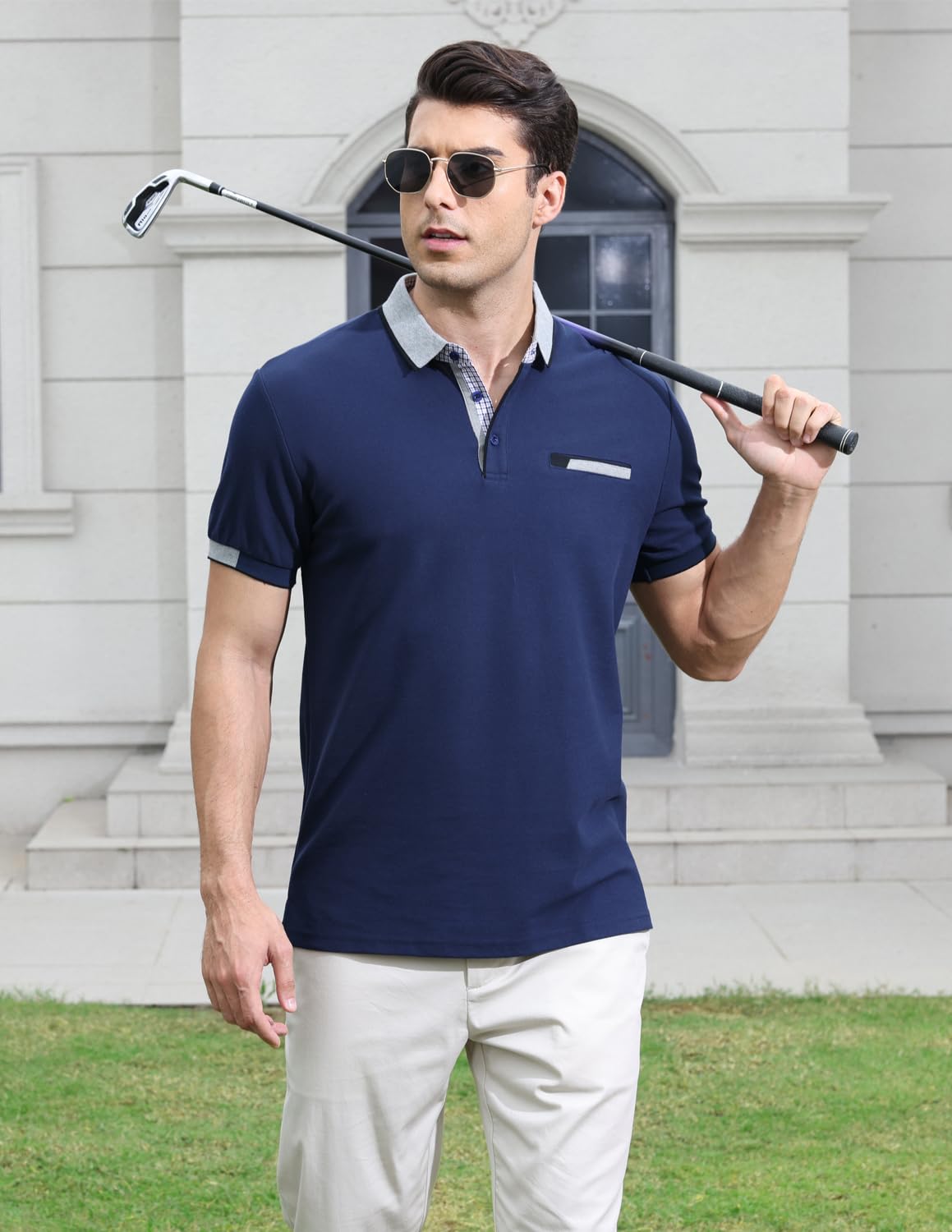 VHUQGVU Polo Uomo Manica Corta Slim-Fit Polo Golf da Uomo con Colletto Poloshirt Casual a Manica Corta T Shirts