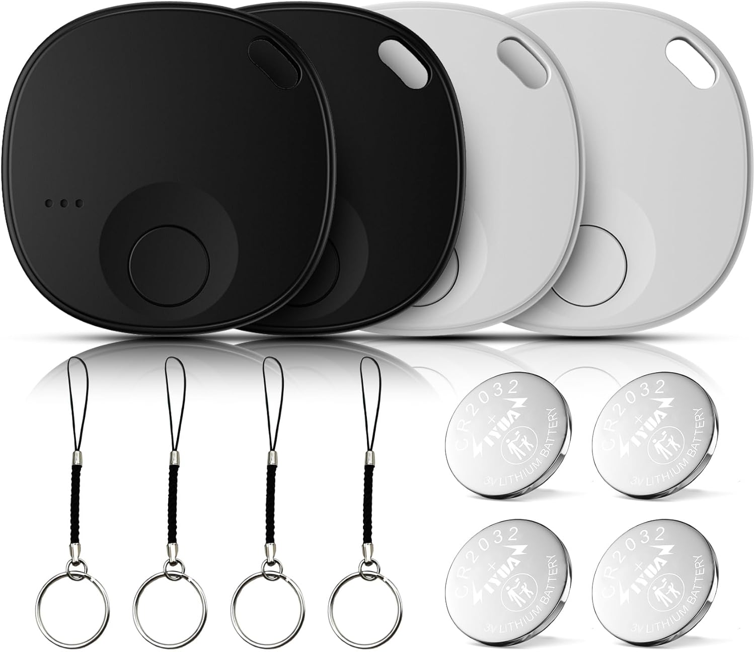 Air Tracker Tags-4 Pack, Bluetooth Tracker Works with Apple Find My APP (iOS Only), Keys Finder and Item Locator for Keys, Luggage, Wallet, Smart Tracker Tags with Key Ring, Replaceable Battery