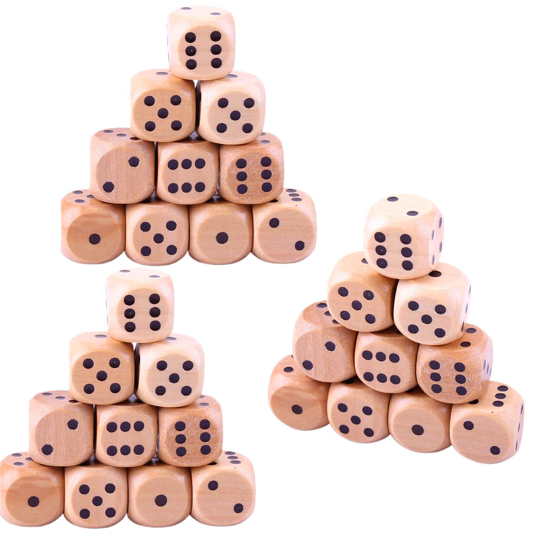 30 Pezzi Dadi in Legno Naturale, 6 Lati, Accessori per Giochi da Tavolo e di Carte