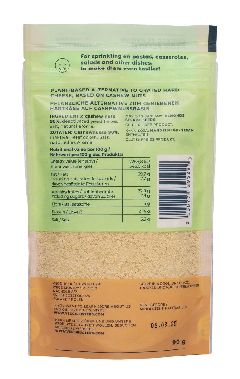 Parmesano Vegano Rallado 90g Queso Vegano Anacardo Sin Gluten Sin Aditivos