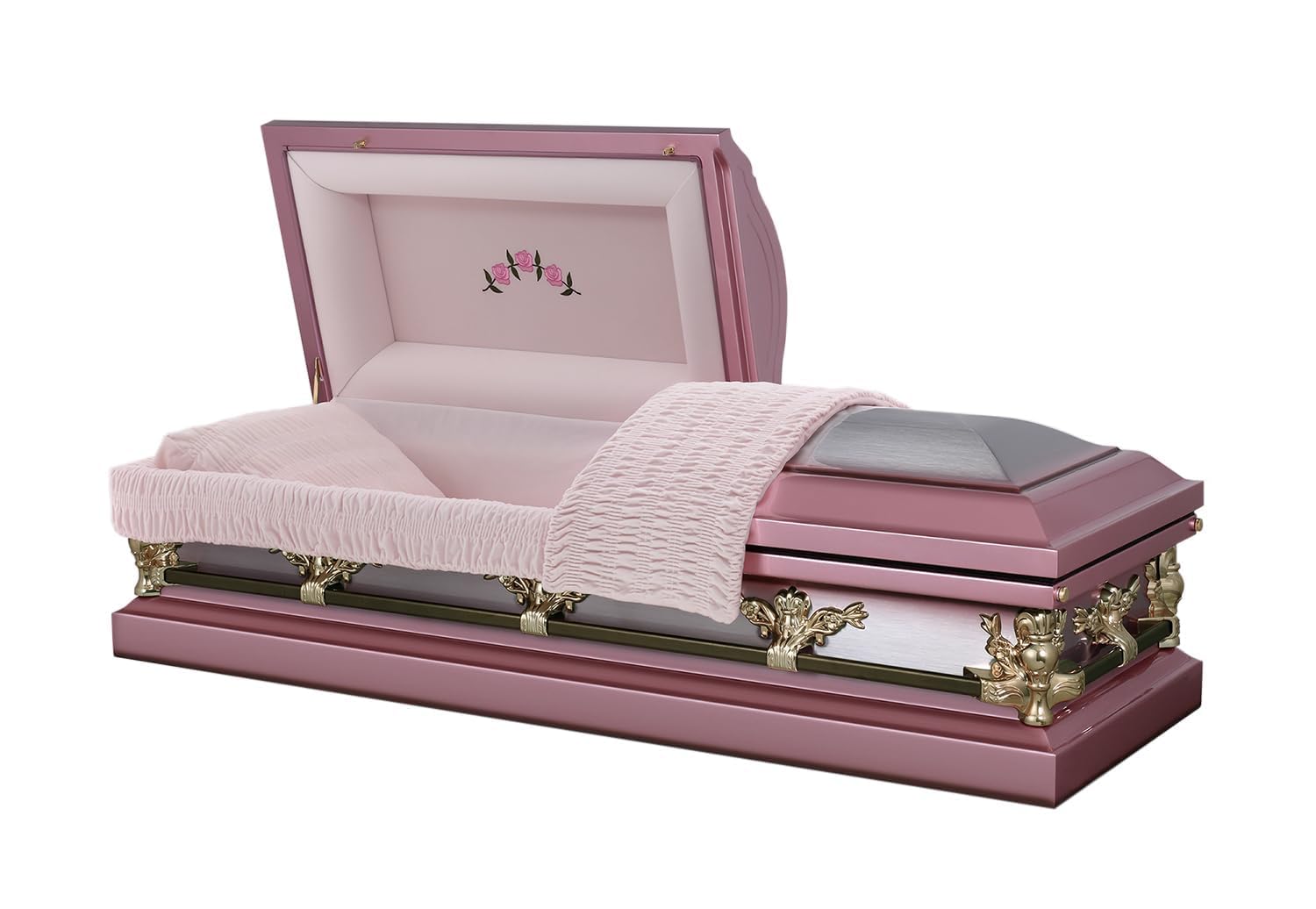 Buy Overnight Caskets Briar Rose Metal Funeral Casket with Pink Velvet