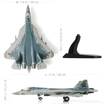 SEBUNAS 1/72 Scale Sukhoi Su-57 Fifth-Generation Multi-Purpose Fighter Jet Model Russia Reliable Stealth Fighter Military Metal Diecast Aircraft Model Kit for Adult Collection or Gift