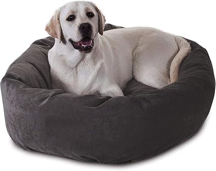 LovPet Ultra Soft Luxurious Designer Oval Shape Waterproof Base Reversible Washable Polyfiber Filled Orthopedic Bed for Dog and Cat-(Export Quality), Grey- XL