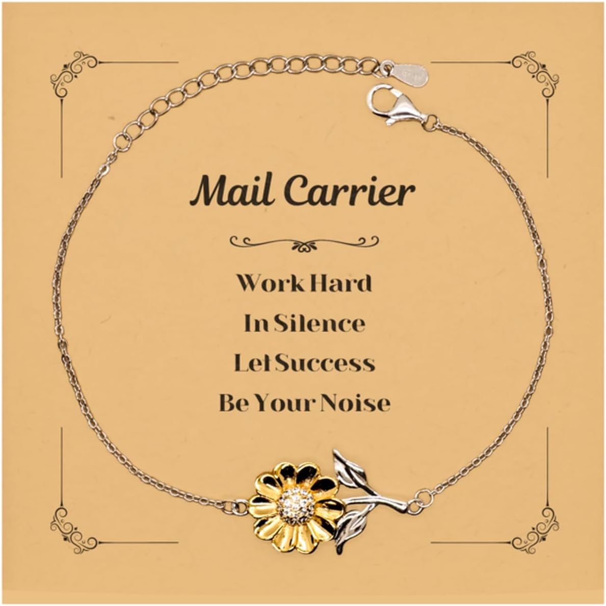Appreciation Gifts for Mail Carrier Christmas Birthday Gifts for Mail Carrier Sunflower Bracelet Message Card, Mail Carrier Work Hard In Silence Let Success Be Your Noise, Mail Carrier Thank You Gifts