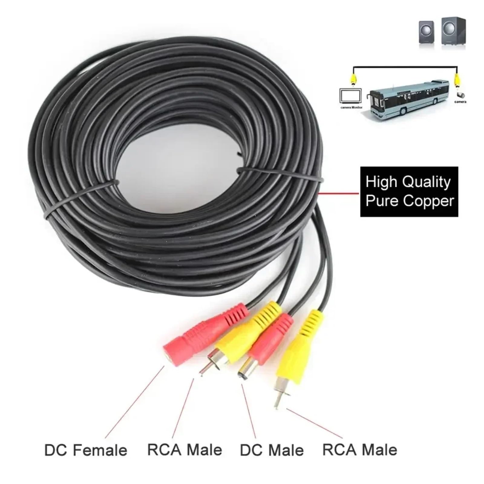 5 10 20 Meter DC Power AV Video 12V Verlängerungskabel for Auto LKW Bus Parkplatz Home Security Überwachung CCTV Kamera(30m)