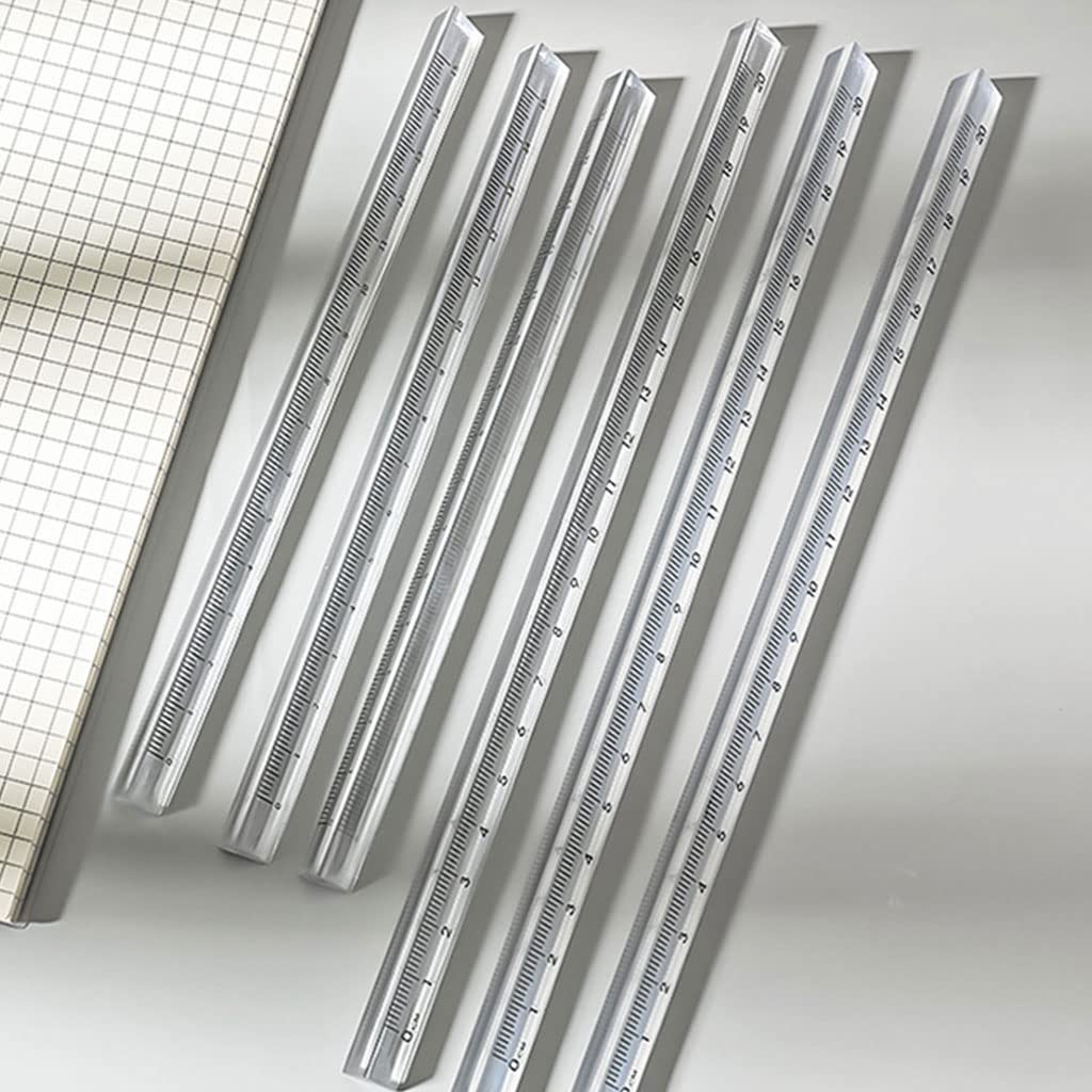 Borsa trasparente righello, righello dritto, in plastica, strumento di misurazione portatile, per cucire tessuto, lavorazione del legno, disegno 15 cm 20 cm, righello triangolare Zimmermann da 6