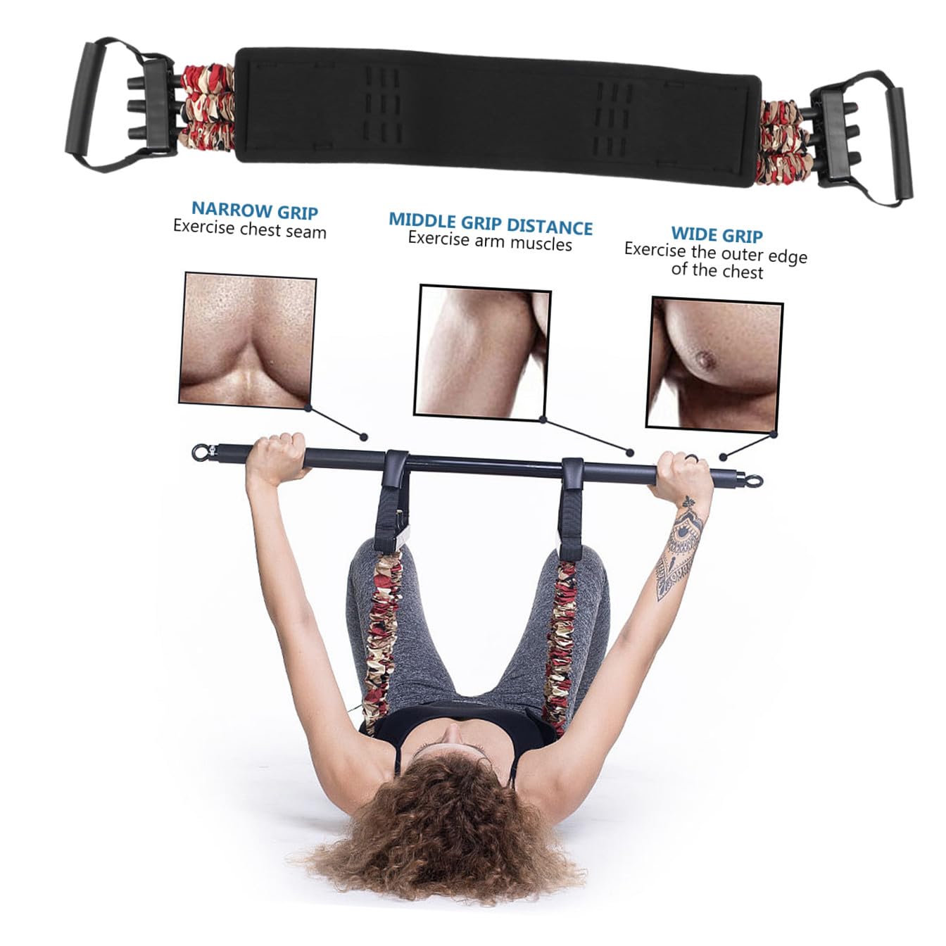 Alasum Brustmuskel Trainingsgurt Elastisch Langlebiger Brustexpander Fitnessgerät für Bankdrücken und Krafttraining zu Hause