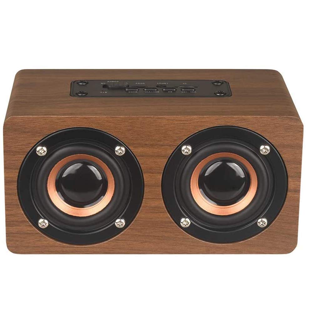ERNZI Reloj Despertador con Radio Junto a la Cama, Reloj Despertador Digital de Madera sin tictac con Altavoz y micrófono Bluetooth,batería de 1500 mAh, reproducción de 40 Horas,Marrón