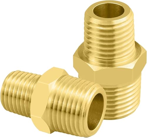 Miniatura 8 de SDTC Tech Paquete de 2 accesorios de tubería de latón de rosca macho NPT de 14 pulgadas a NPT de 18 pulgadas, adaptador reductor de rosca macho