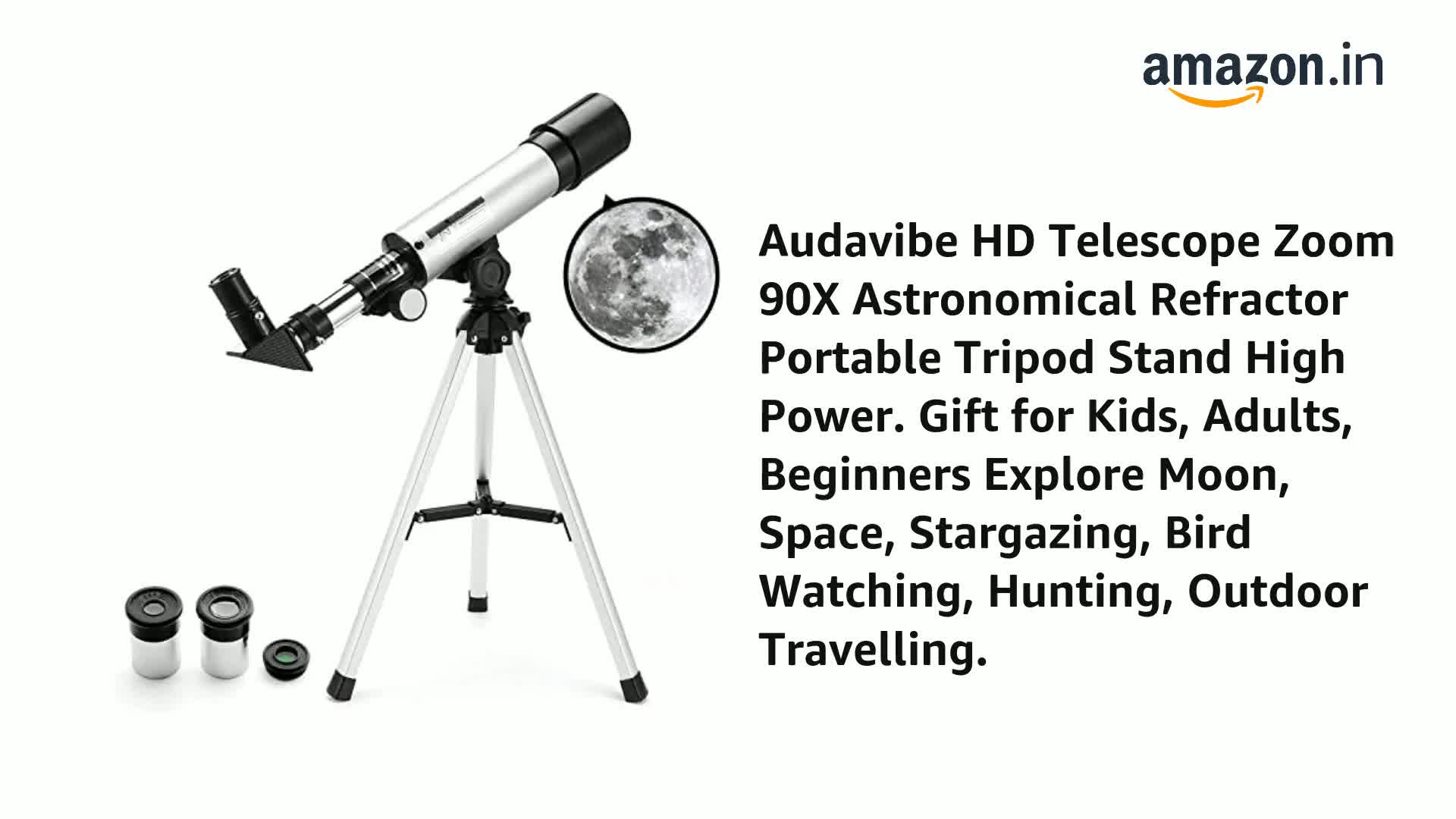 Buy Audavibe HD Telescope Zoom 90X Astronomical Refractor Portable