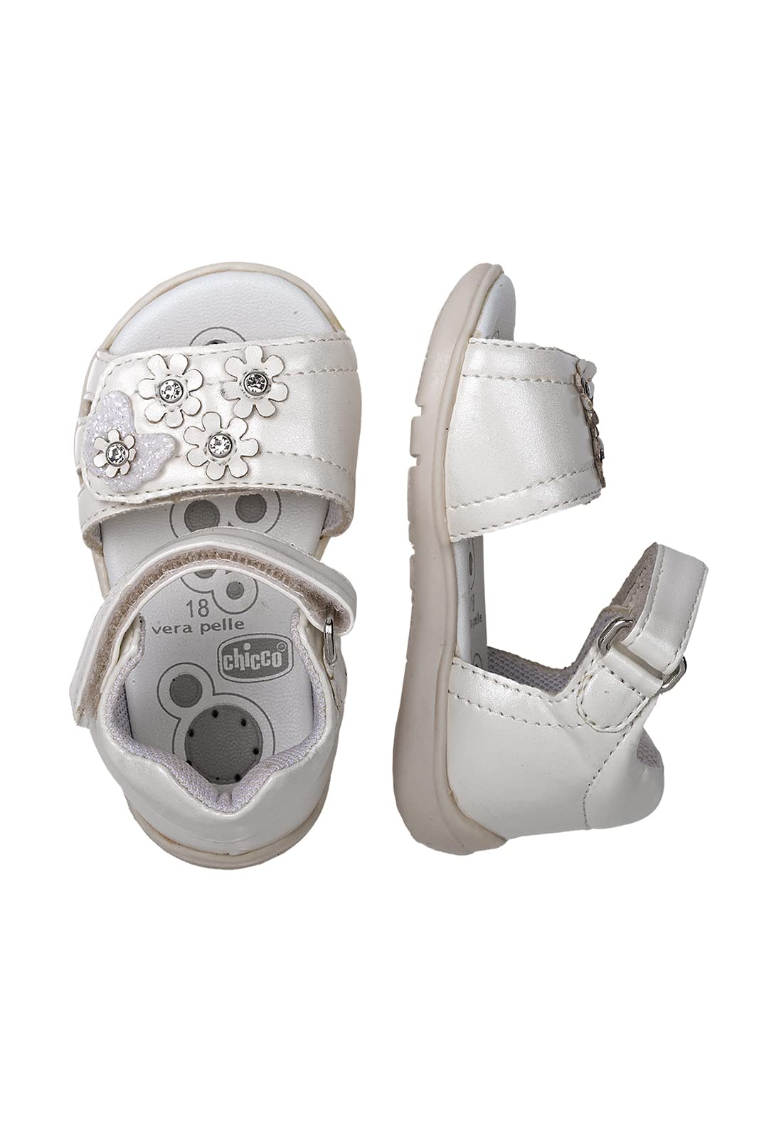 Chicco, Sandali con Doppio Velcro Bianco, Confortevoli, Leggeri, Flessibili e Traspiranti, Bambine E Ragazze, Designed in Italy