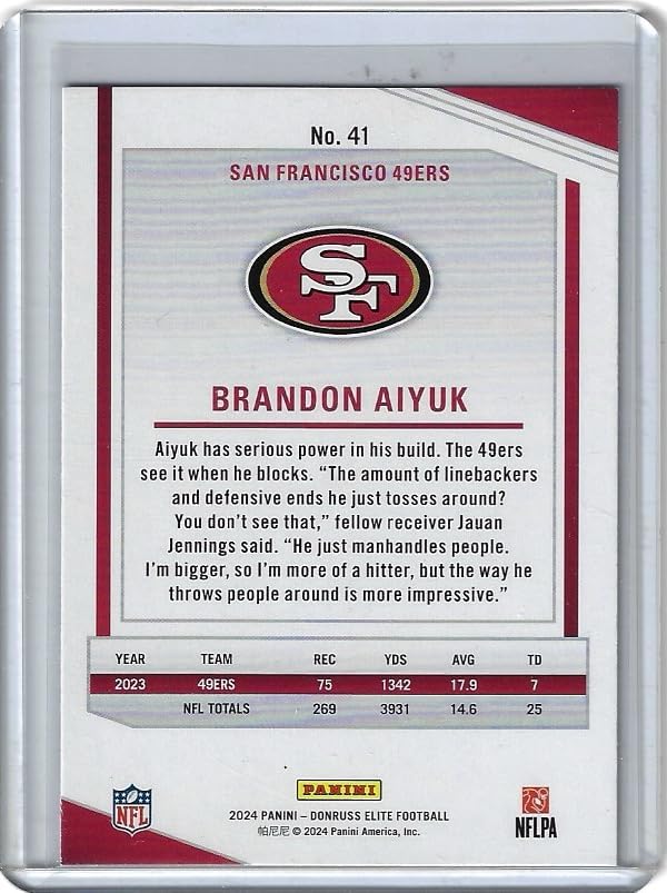 Brandon Aiyuk Razzle Dazzle SSP Case Hit Collectible Football Card - 2024 Donruss Elite Football Card #41 (49ers)