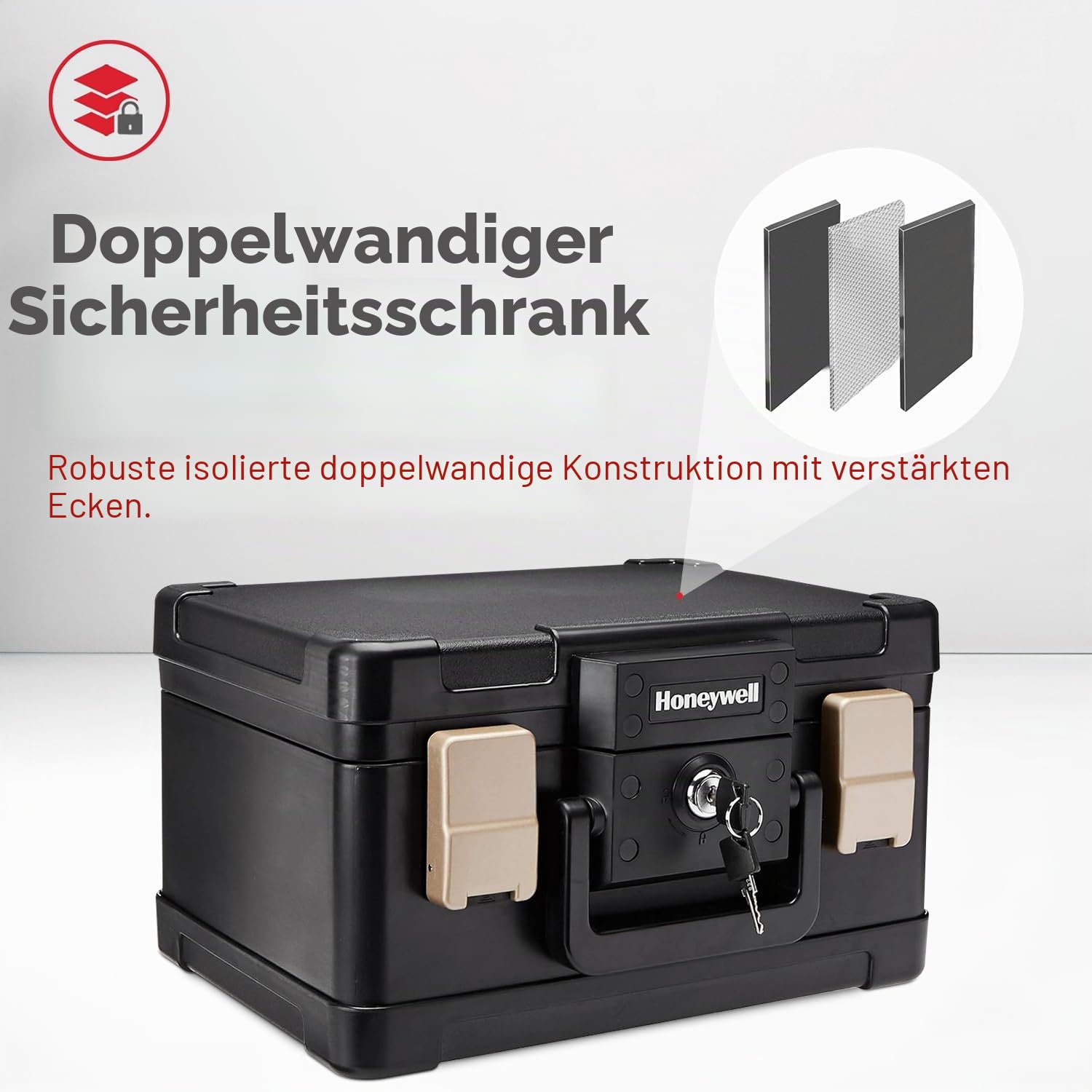 Honeywell 1102G Wasserdichter feuerfester Dokumentenkassette 4L 30 Minuten Schutz