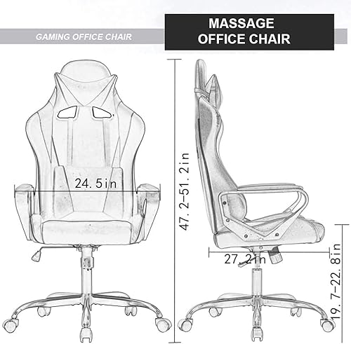 Miniatura 7 de Silla de juegos de respaldo alto, silla ergonómica de videojuegos, silla de computadora reclinable de altura ajustable con soporte lumbar,