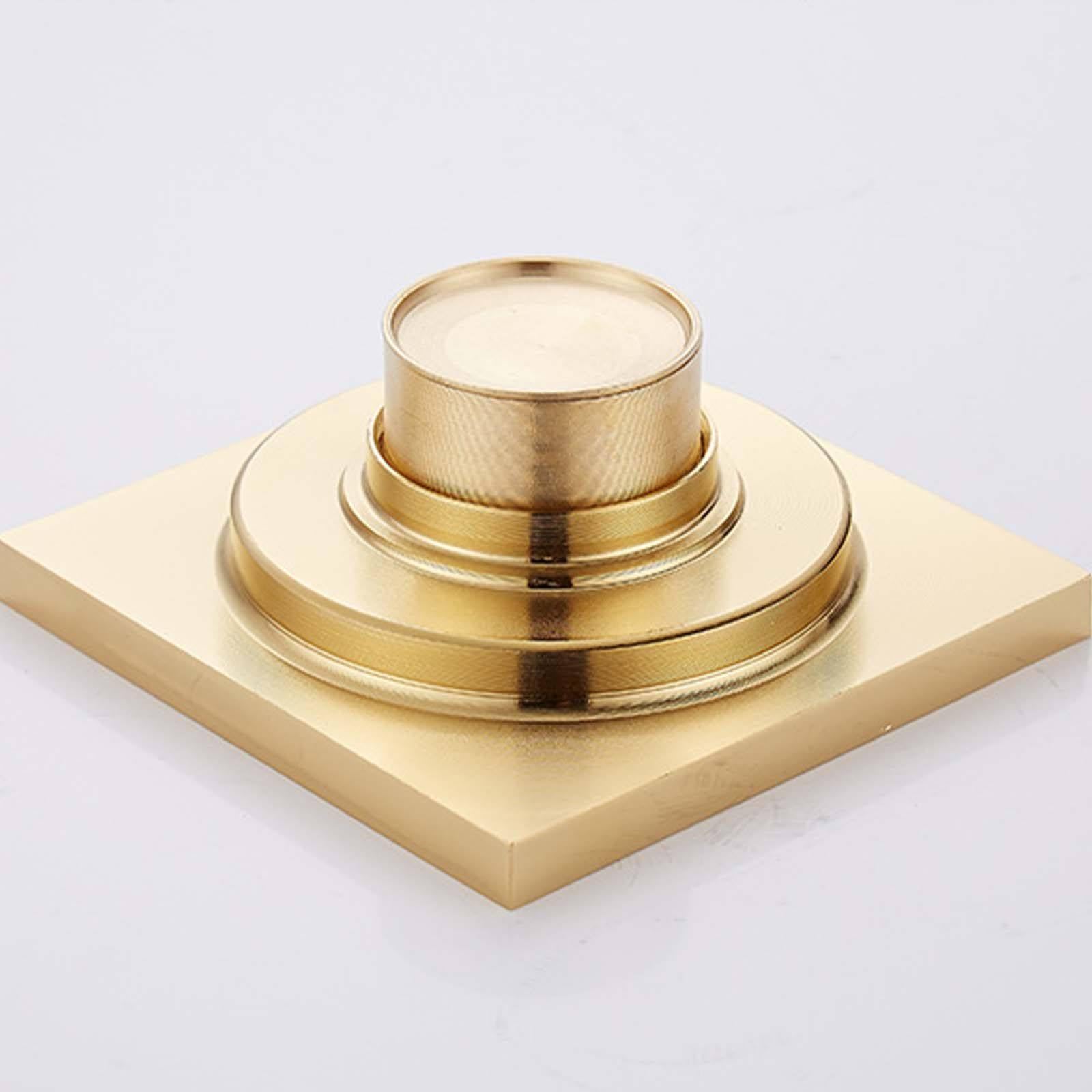 Scarico Doccia a Pavimento Ottone Piletta Doccia Placcato Oro Piletta da Pavimento 100 * 100mm Scarico a Pavimento Stile Europeo Adatto per Balconi, Cucine e Bagni