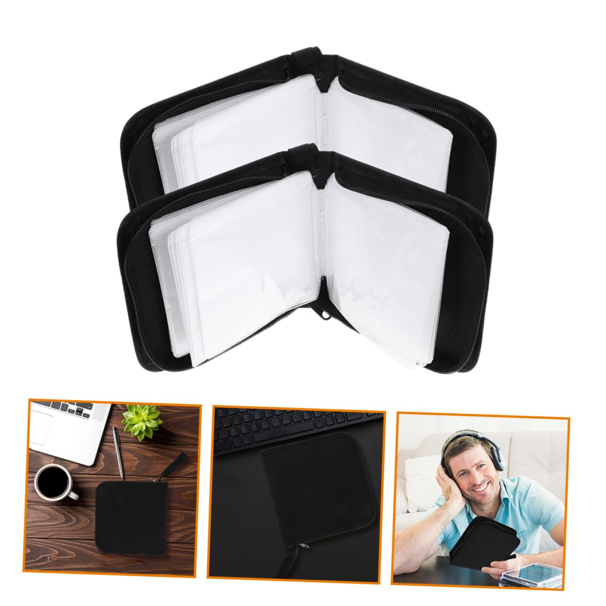 Cabilock 4 Set Custodia Protettiva Per Dvd Da Organizer Da Viaggio Oxford Design Compatto Con Chiusura Cerniera Capacità Dischi 2 Pezzi * 4