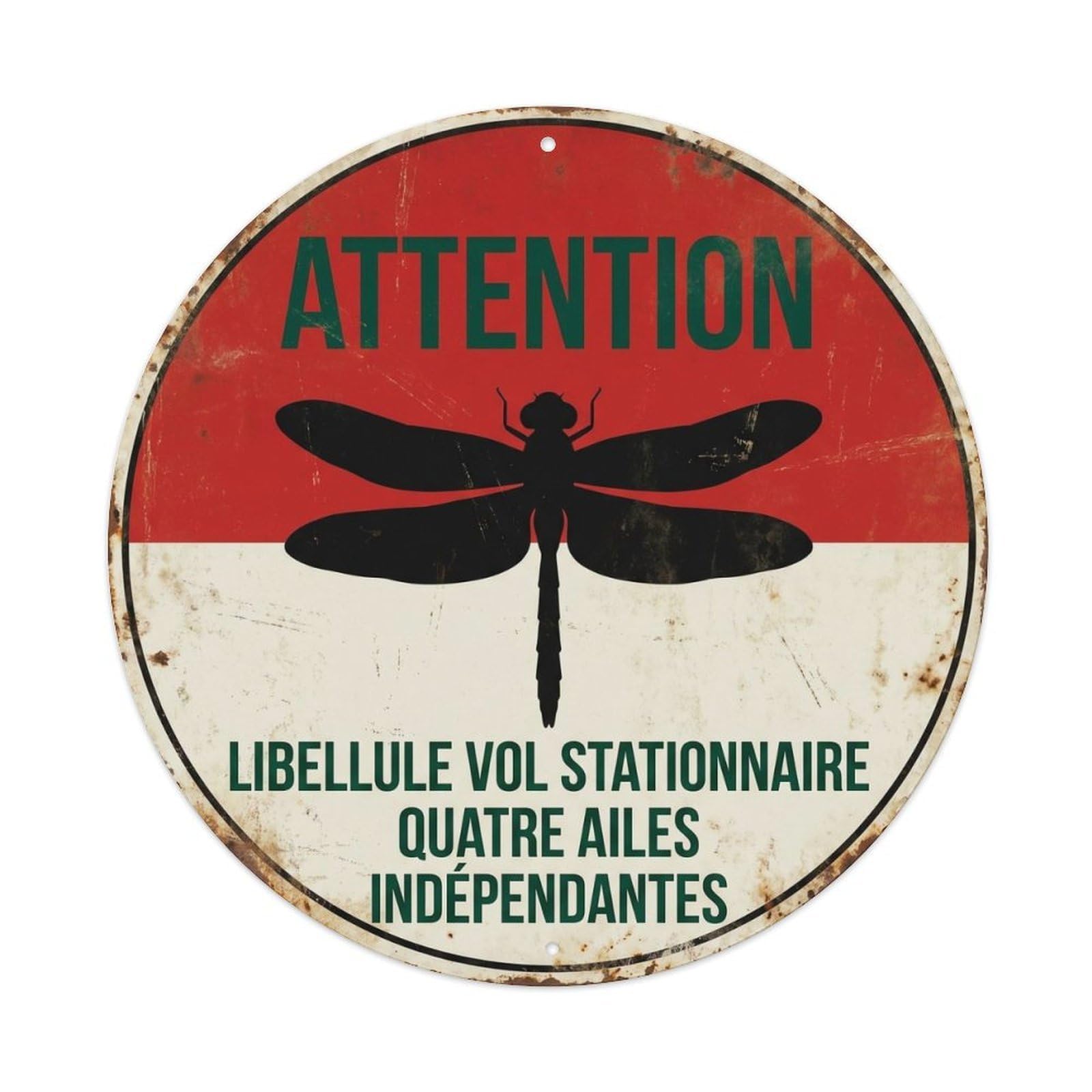 Heritage Dragonfly Hover Master Insect Hazard Label Alert Metal Tin Sign Plaque Wall Decor for Cafe, Man Cave, Club Bar, Office, Home Garden Round Metal Poster 8x8Inch