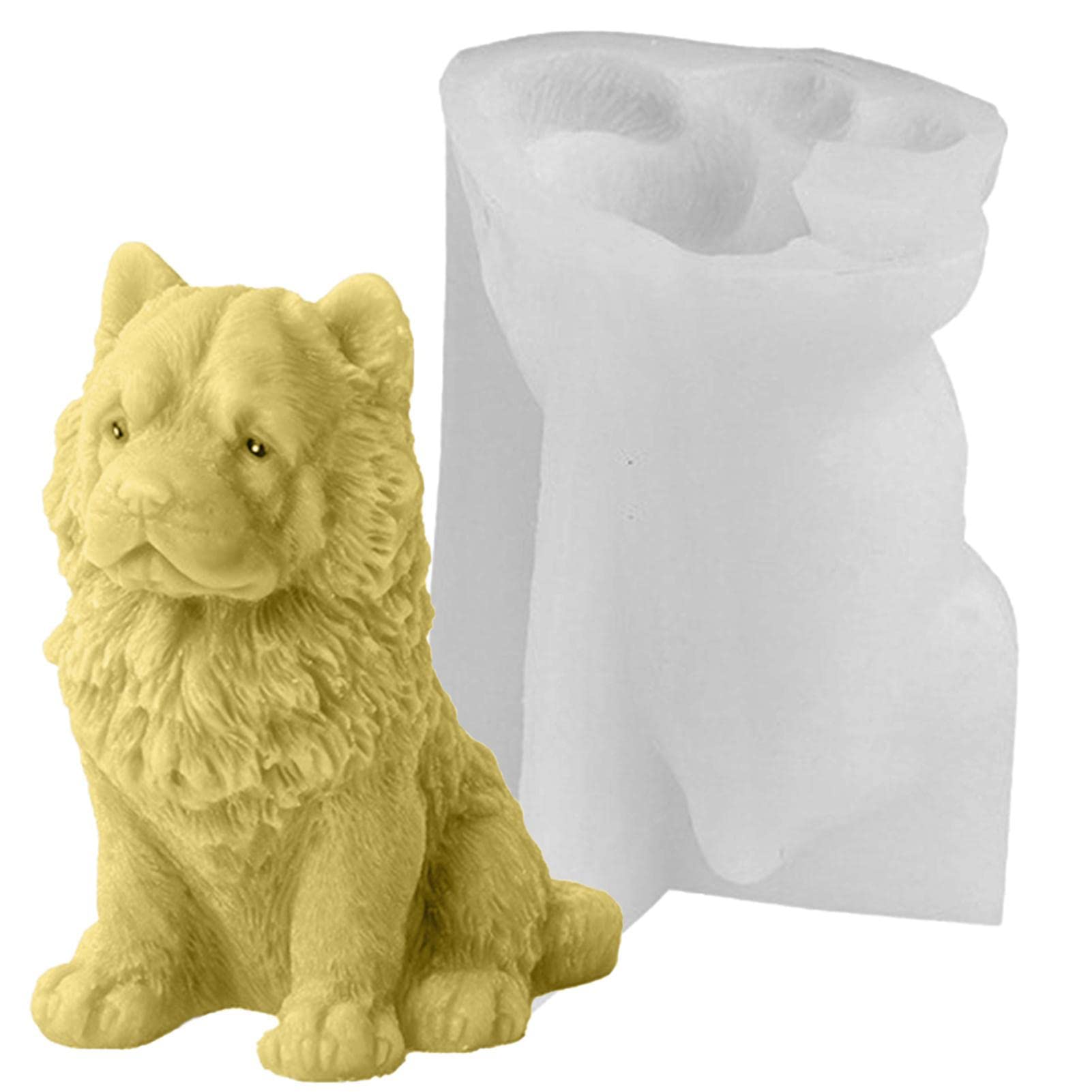 ulapithi Silicone Candle Molds, Animal Candle Mold Chow Chow Dog Resin Epoxy Molds, Cake Decorating Tool Wax Molds for Candle Making, Plaster Sculpture, Soap, Home Decoration