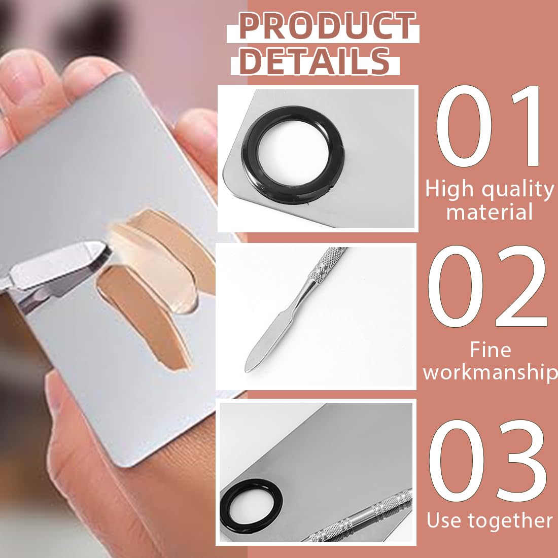 Paletta Di Miscelazione Per Il Trucco, Paletta Per Il Trucco, Paletta Cosmetica Con Spatola Paletta Per Il Trucco Spatola In Acciaio Inox E Paletta Set Di Strumenti Professionali