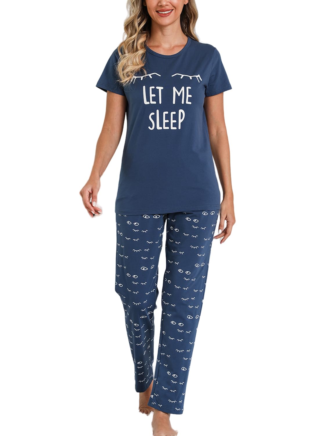 EISHOPEER Conjunto De Pijama Suave De Manga Larga Para Mujer, Camiseta Con Estampado