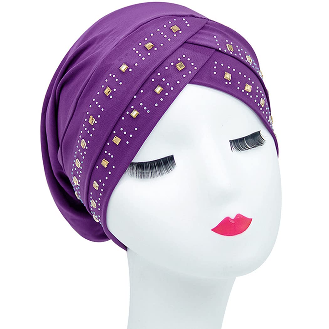 LicogelLicogel Turban Head Wrap Glitter Lightweight Hair Cover Wrap Sleep Hat Beanie Headwrap for Women Lightweight Bohemia Shiny Yoga Elegant Cap Sports