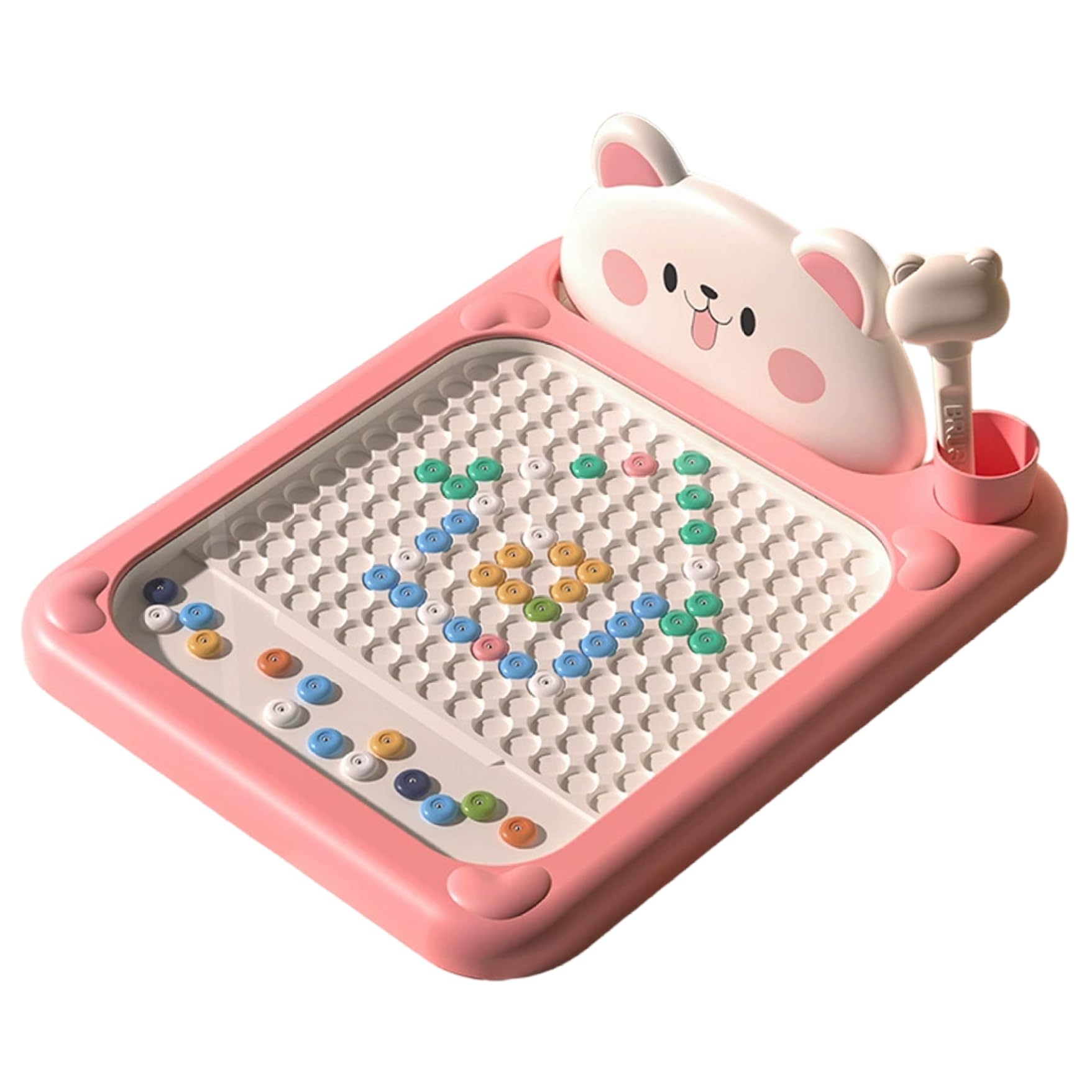 Gcroet 1PC Magnetic Drawing Board Cartoon Magnetic Dot Art with Dot Beads Pattern Booklets Pen Doodle Board Educational Toddler Toys for Kids Gifts, Large