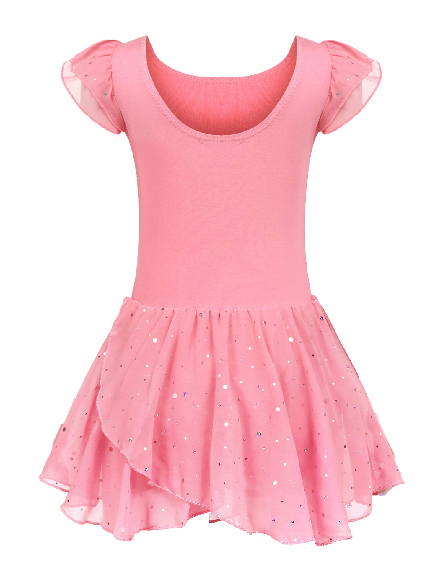 trudge Girls Ballet Clothes Ballet Dress Girls Short Sleeve Cotton Ballet Leotard Ballet Suit Dance Dress Dance Body with Tutu Skirt Pink B /150