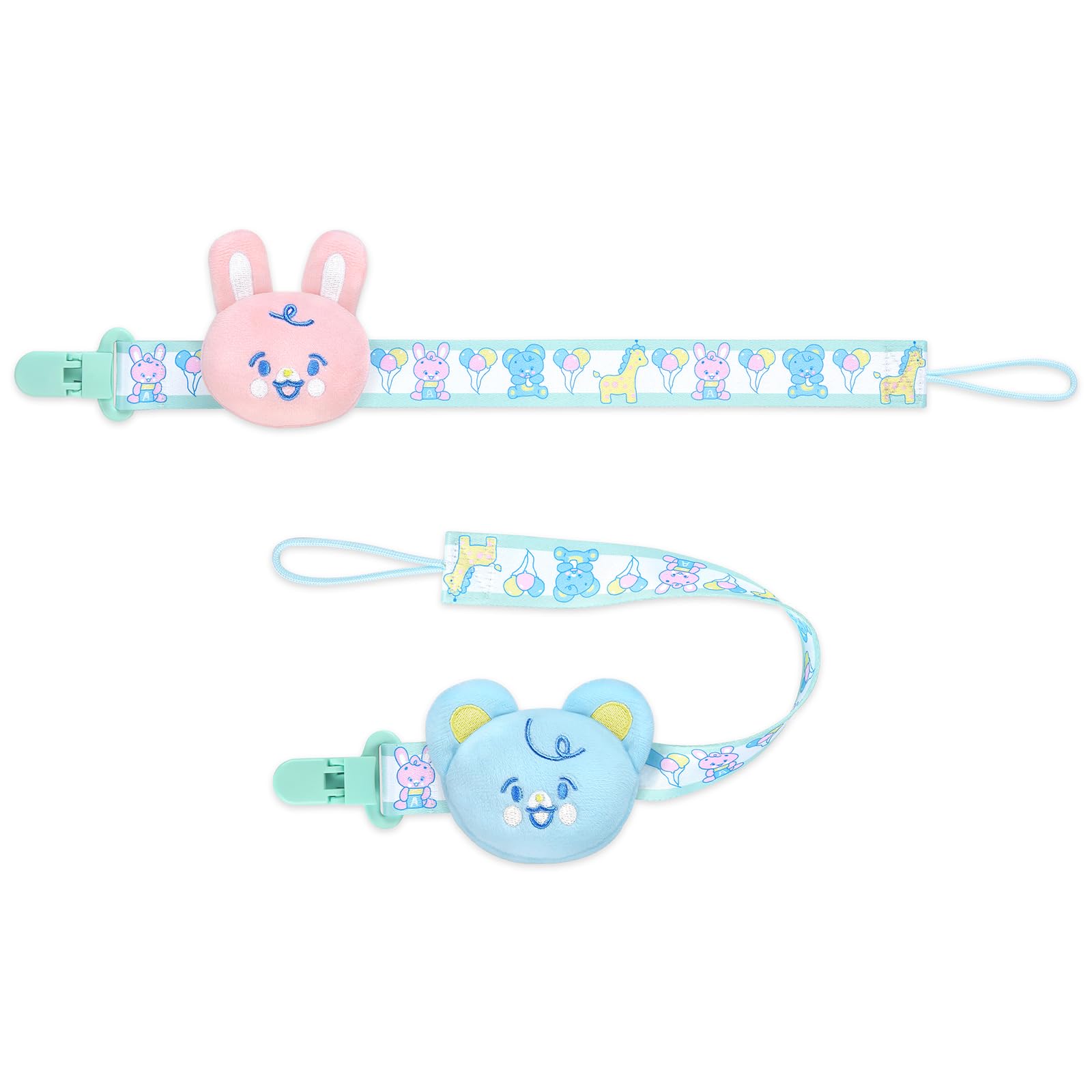 Littleforbig Adult Clip Parade Stuffed Animal Accessories Clips Set - Pink Bunny and Blue Bear 2-Pack