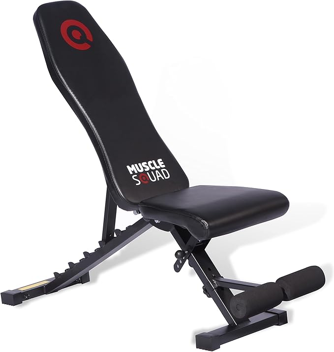 MuscleSquad Adjustable Utility Dumbbell Bench MultiPosition Folding