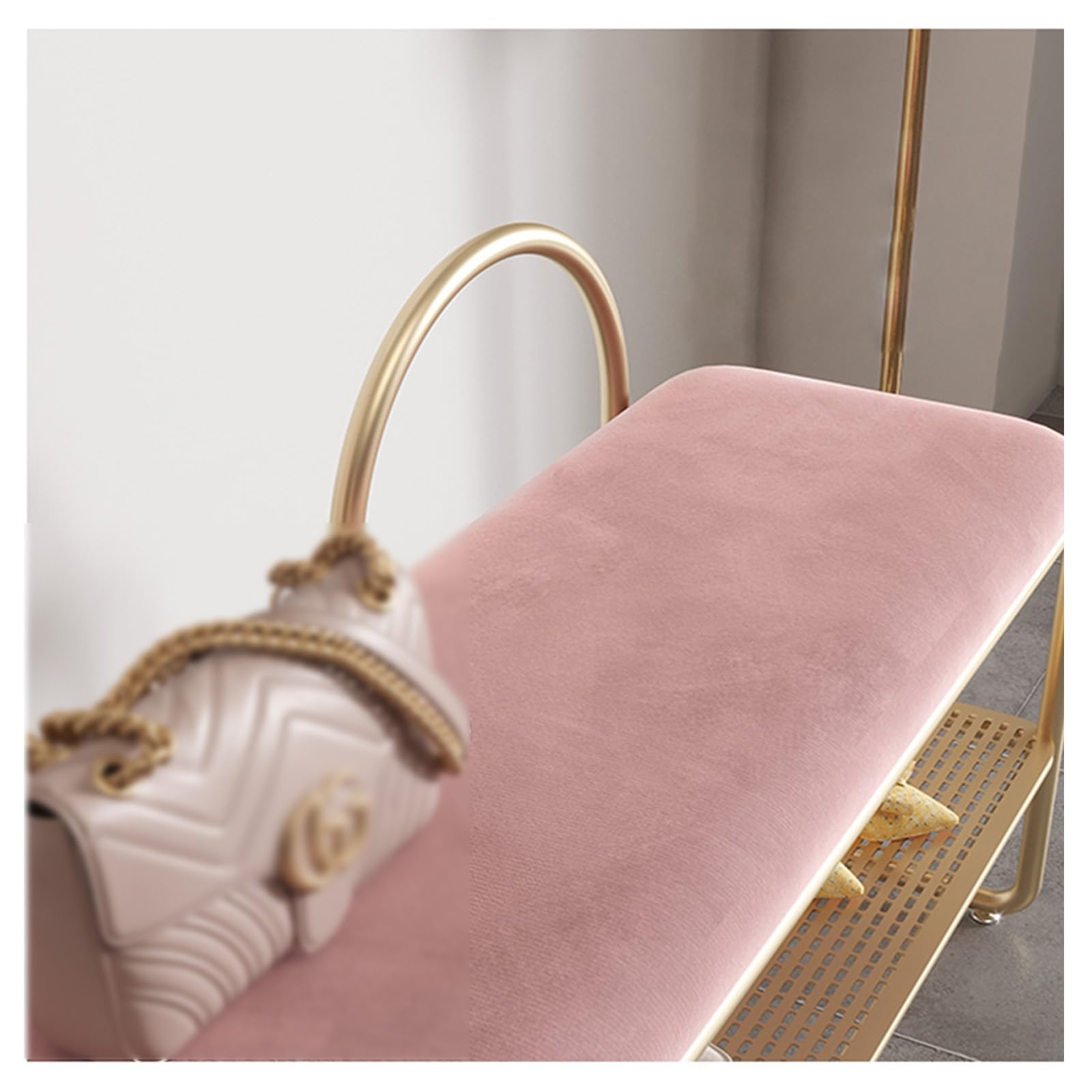 Ławka z półką na buty Ławka na buty, ławka do przechowywania butów, ławki, stabilny stojak z wyściełanym siedziskiem, półka przedpokoju, salon(Pink,80cm)