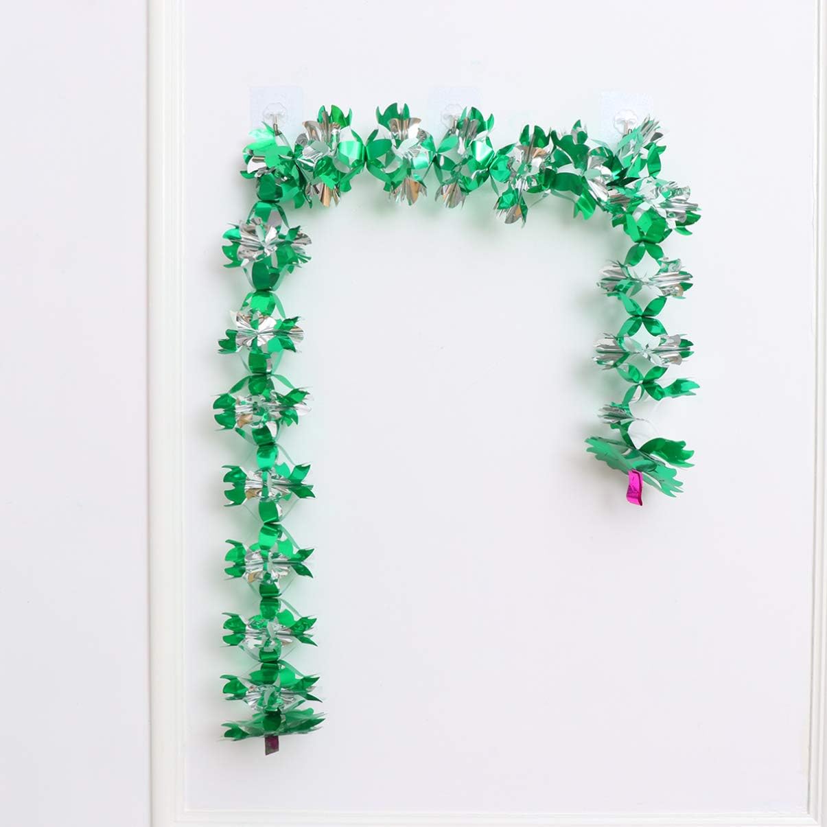 クリスマスツリー ティンセル ガーランド メタリックバナー ホリデーパーティーデコレーション 10個セット (グリーン+ホワイト)