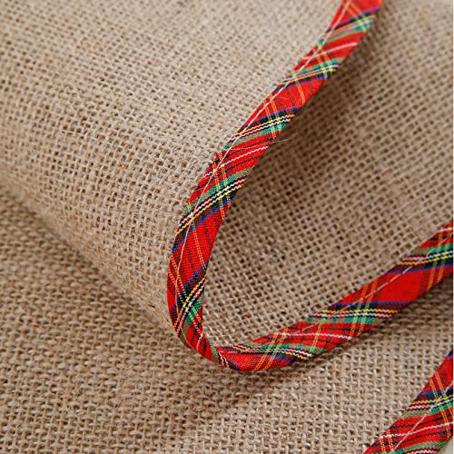 Burlap Christmas Tree-Skirt Fall Decorations - 48 Inch Vintage Xmas Rustic Farmhouse Holiday Indoor Decor White Snowflake Reindeer Deer New Santa Wedding Party Jute Tree Skirt #TOP2