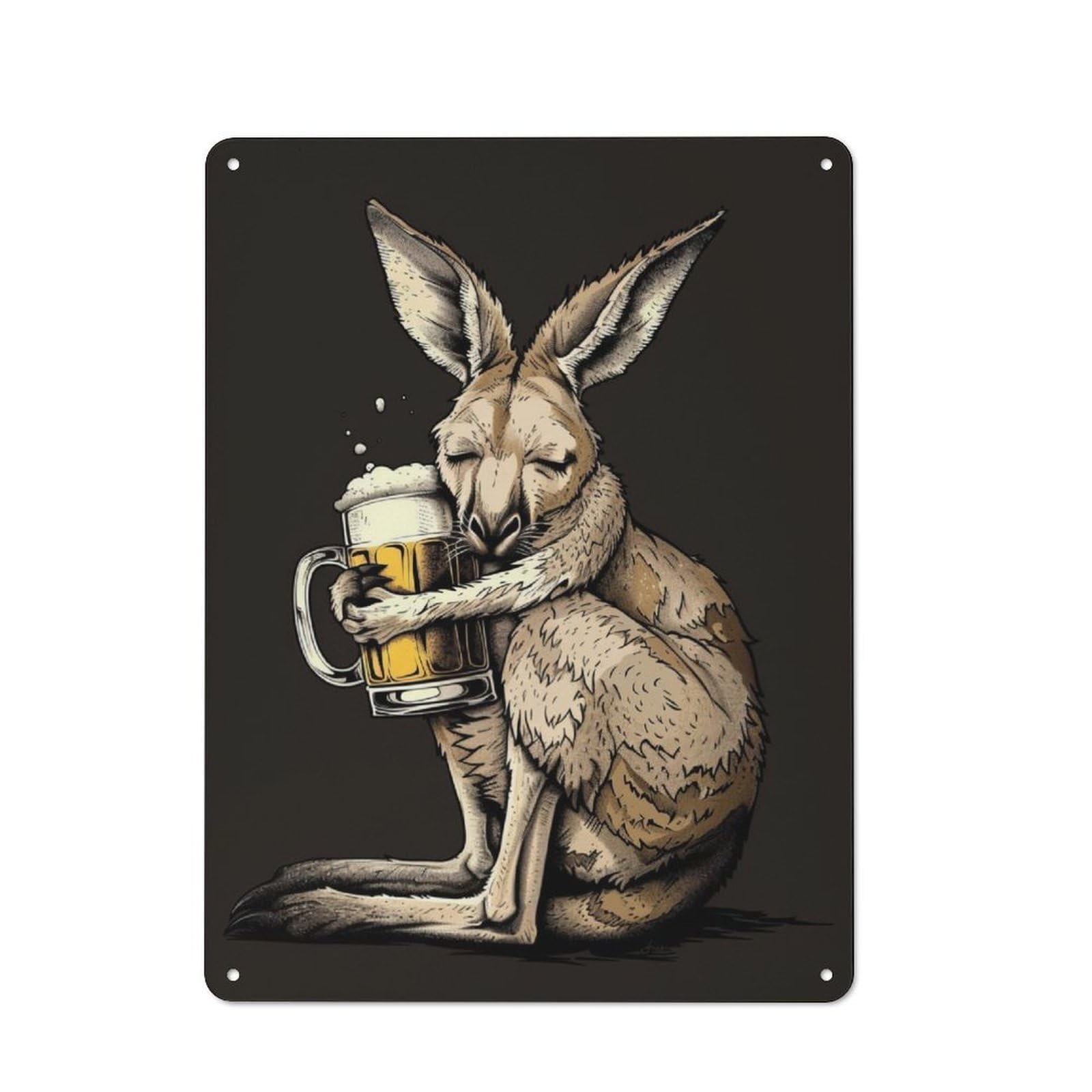 Junmoney Kangaroo Beer Metal Sign 40X30cm With For Hallway Wall, Retro Decor, Suited To New Home Decorators