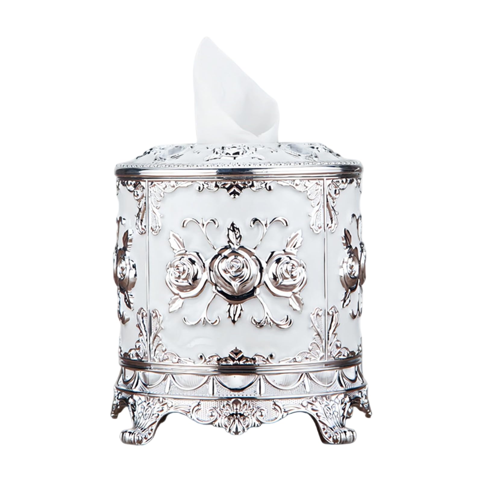 Zxfdsfdbnm Decorative Enameled Round Tissue Paper Holder Sturdy PP Construction for Daily Use Elegant Dining Table Planner