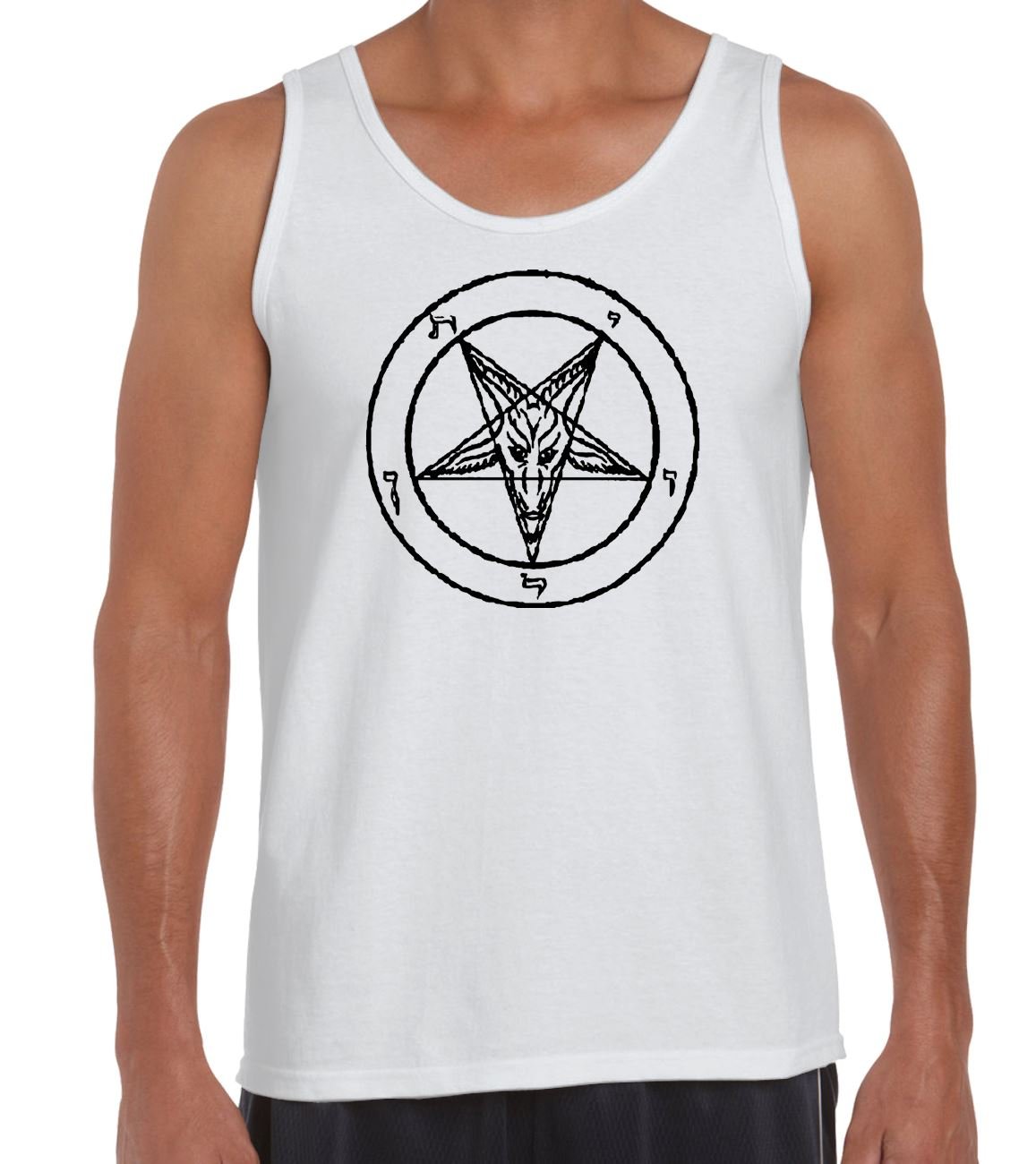 Tribal T-Shirts Mens Pentagram Pagan Vest Top (Medium, White)