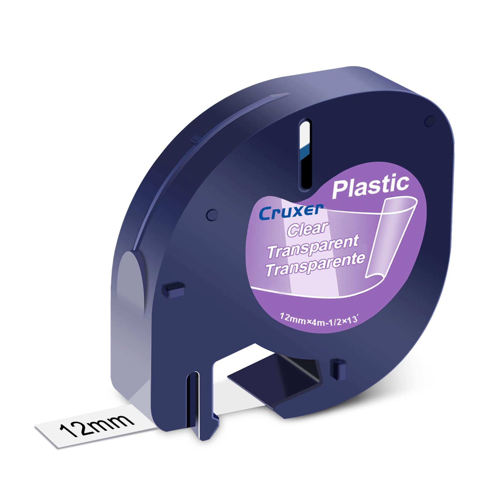Lot de 20 Ruban Compatible Dymo Letra Tag 16952 Noir sur Transparent 12mm