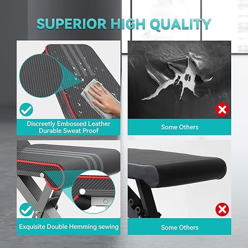 Miniatura 4 de Adjustable/Foldable Weight Bench, 660LBS Home Gym Workout Bench Lifting Sit-up Exercise Bench for Bench Press